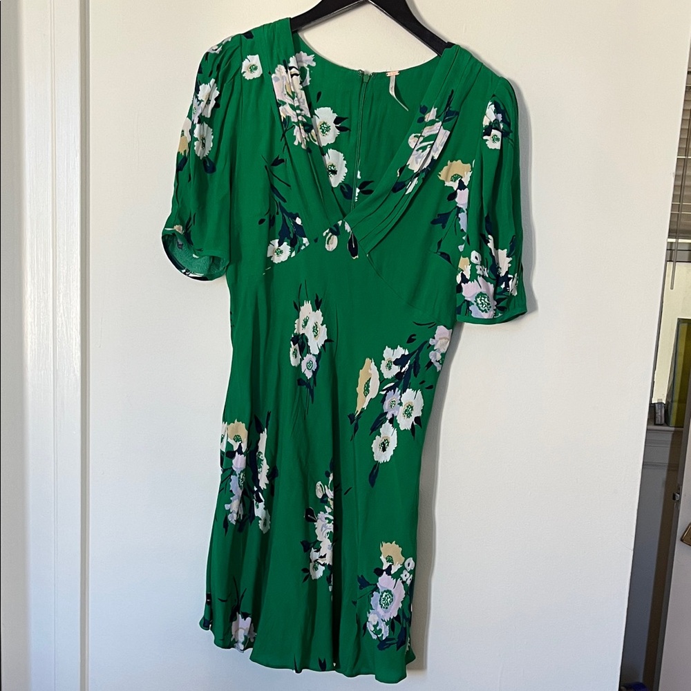 Free people neon green garden floral mini dress